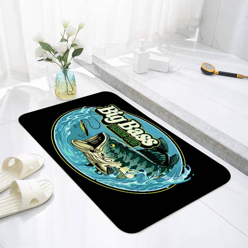 Bass Fishing Floor Mats Home Laundry Rug Carpet For Living Room Decor Lounge Area Anti-slip Foot Mat Entrance Doormat