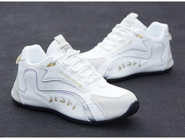 Men’s Trendy Korean-Style White Leather Sports Shoes - Comfortable, Height-Boosting, Soft Sole Casual Sneakers