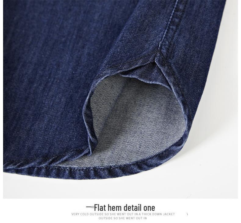 Jesienna męska koszula robocza retro z długim rękawem z spranej bawełny 65J22.