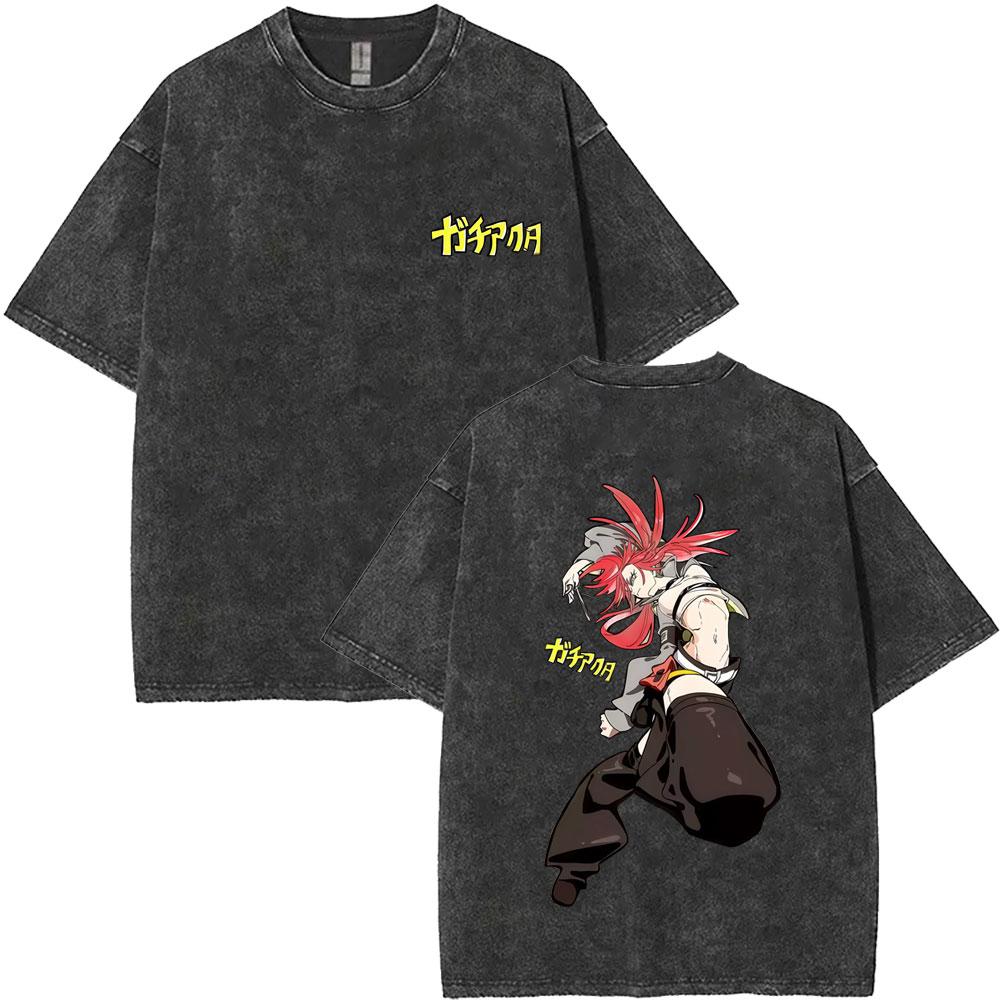 Anime Gachiakuta Riyo Vintage Washed T Shirts Men Women Manga Retro Oversized Short Sleeve Tshirt Male Fashion Trend Streetwear