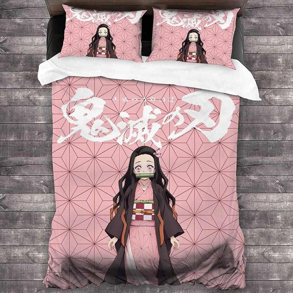 Nezuko Kamado Bedding Set Anime Muichiro tokito Duvet Cover Comforter Bed Linen Single Twin Full Queen Size Kids Girl Boys Gift