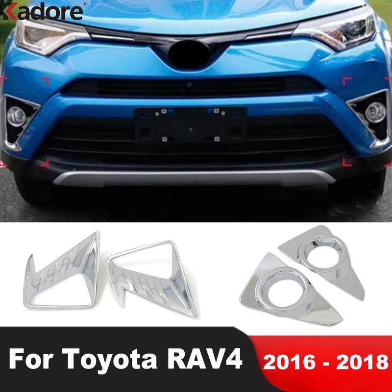 For Toyota RAV4 RAV 4 2016 2017 2018 Chrome Car Front Fog Light Lamp Cover Trim Head Foglight Foglamp Bezel Trims Accessories