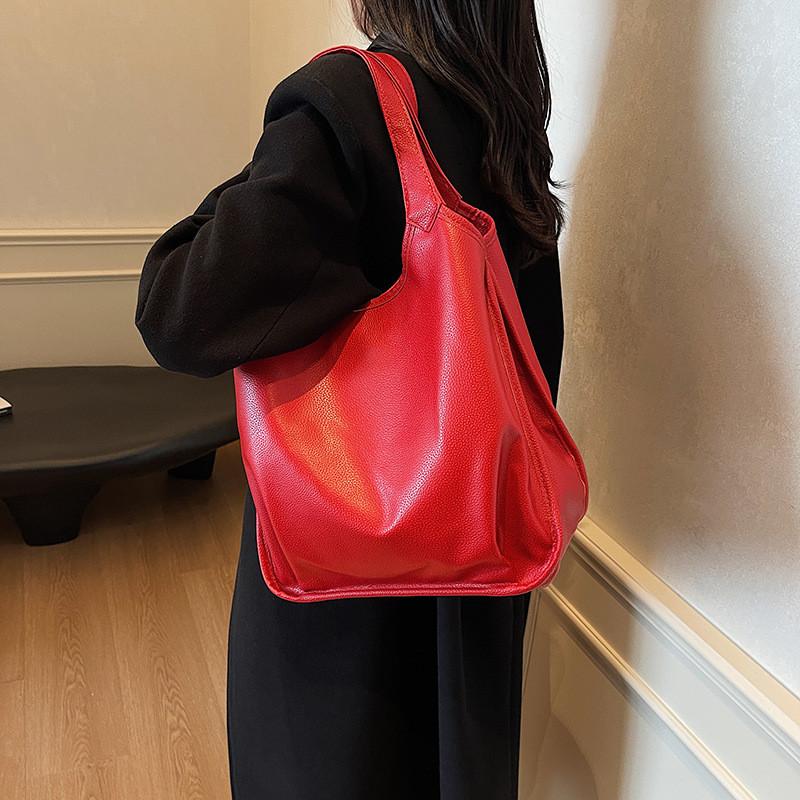 Solid Color Elegant Pu Inner Pocket Comfortable Double Straps Women Travel Bags