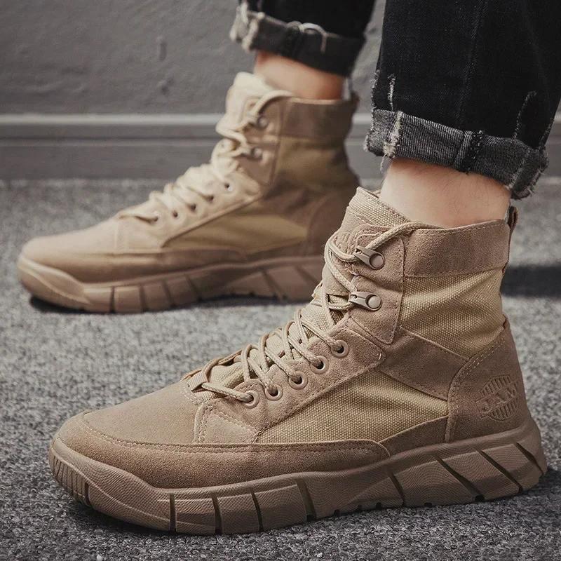 Retro Herrenstiefel für Wüste Herren Wanderschuhe High Top Herren Stiefelette Hohe Qualität Casual Sneaker Taktische Stiefel Herrenstiefel