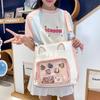 Large Capacity Cute Kitten Ita Bag - Cartoon Print Transparent Shoulder Bag for Students