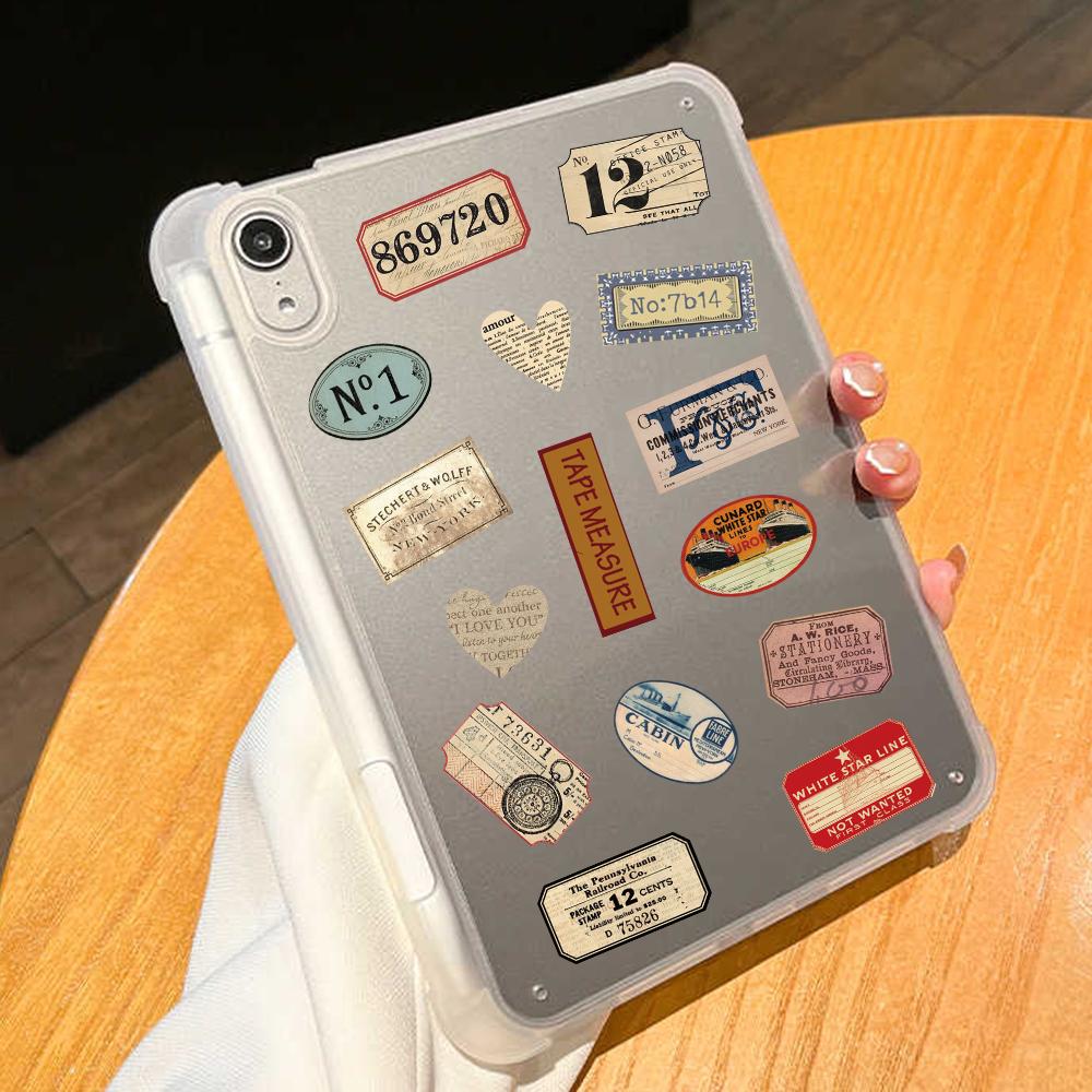 60Pcs Retro Sealing Labels Tag Stickers Vintage Vinyl  Decals Diy Wall Diary Suitcase Scrapbook Phone Motorbike Graffiti Sticker