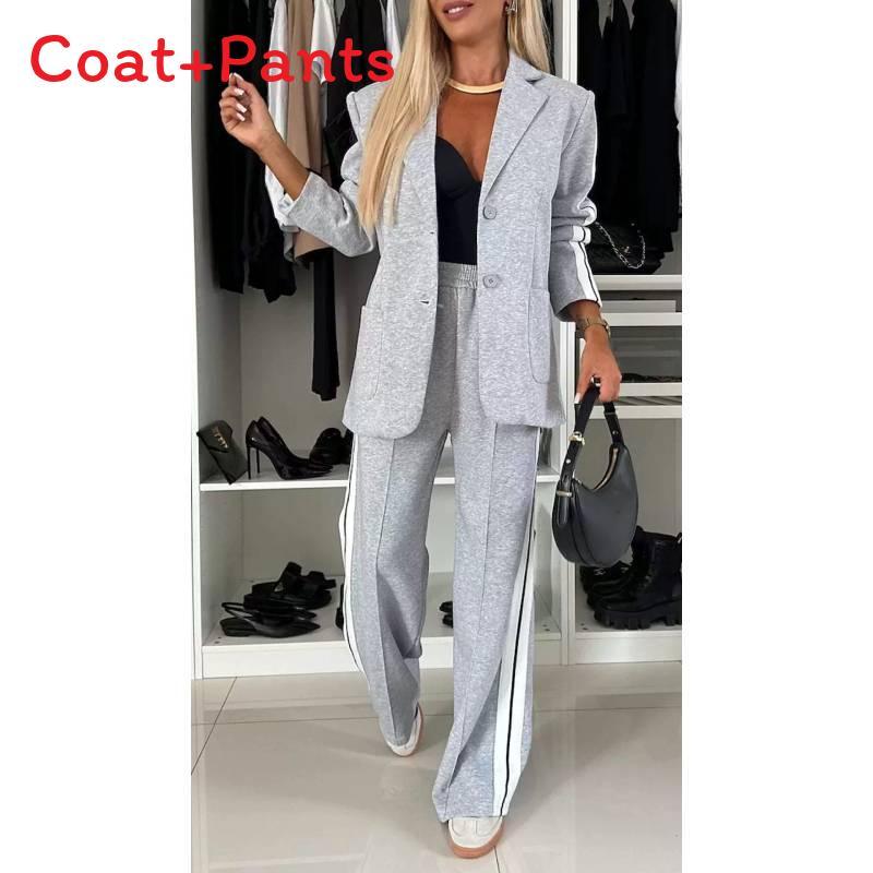Fall Women Long Sleeve Blazer Suit With Pockets For Office Casual Style