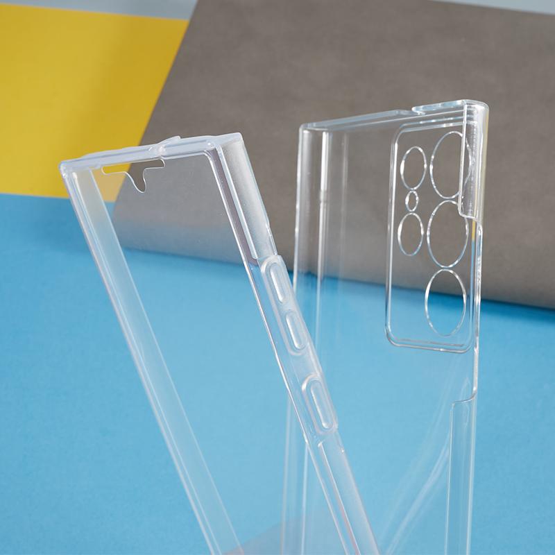For Samsung Galaxy S23 Ultra TPU+Acrylic Clear Case Full Body Protection Phone Cover with PET Screen Protector