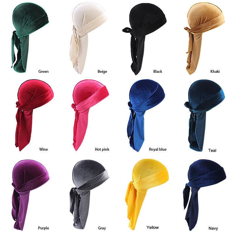 Uomo Donna Velluto Durag Turbante Cappello Bandana Chemioterapia Cappelli Sciarpa da Testa Pirata
