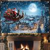 Bannière plate 2D 1 pièce Thème de Noël Ciel nocturne bleu Motif Père Noël Décoration murale pour la fête d'hiver du Nouvel An