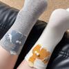 Women's Trendy Cartoon Cat Mid-Calf Cotton Socks - Cute Egg Design for Autumn and Winter