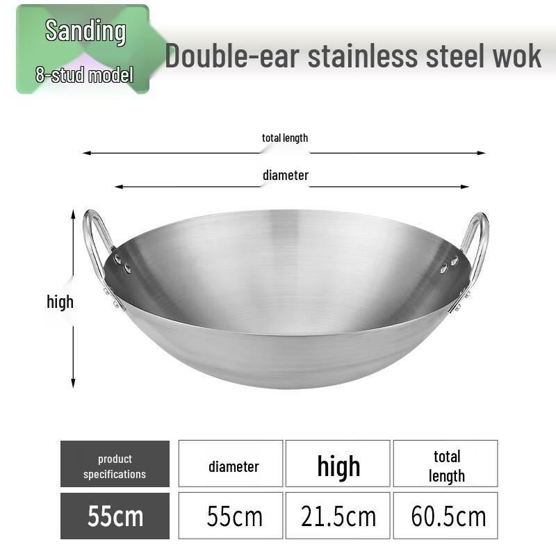 Mr. Jian Food Grade Stainless Steel Double Handle Wok