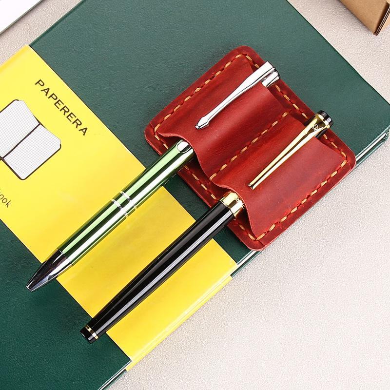 Retro Travel Pencil Holder with Durable Stainless Clip Lightweight Pen Storage Case for Journal Notebook Office Supply
