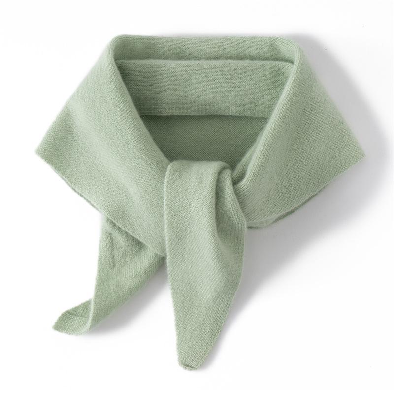 100% Pure Cashmere Women's Triangle Scarf - Solid Color, Autumn/Winter Versatile Knit Warmth