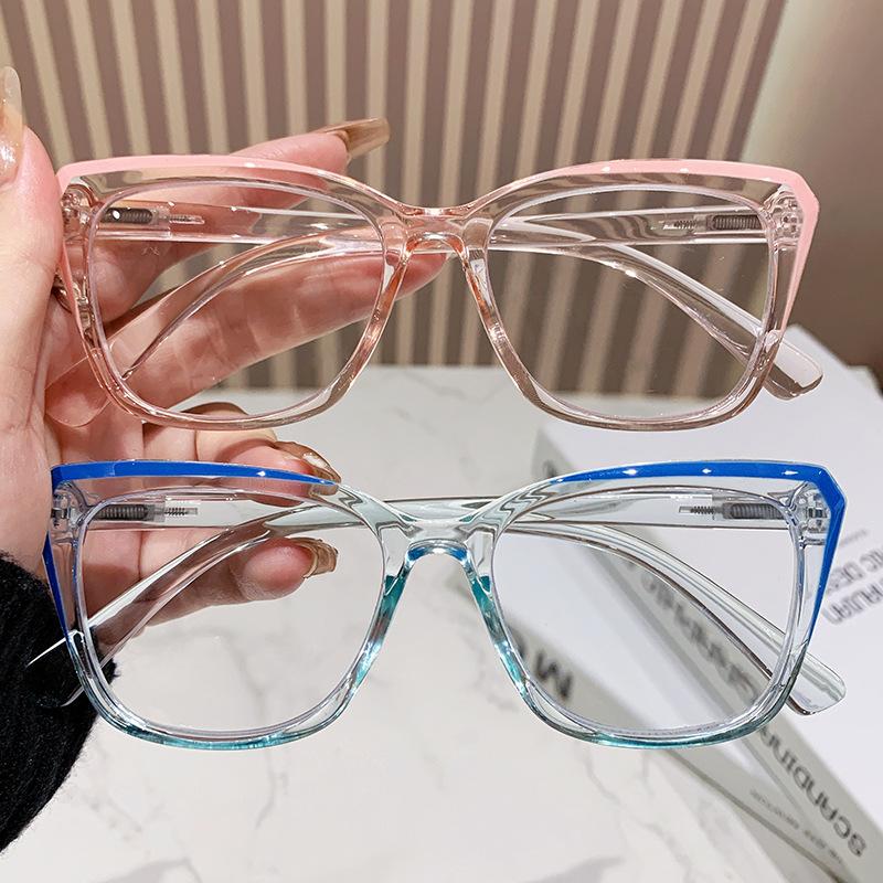 Unisex Fashion Transparent Frame Reading Glasses Men'S And Women'S Fashion Large Frame Hd Anti-Blue Light Farsighted Glasses