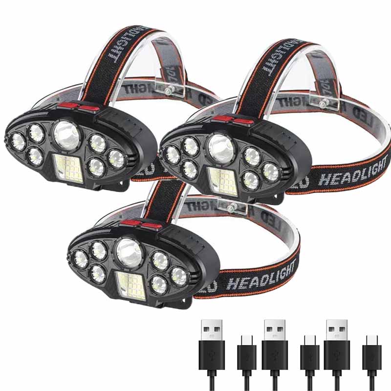 Most Powerful 8*LED+20*SMD Headlamp USB Rechargeable Headlight Emergency Waterproorf Flashlight Outdoor Hiking Fishing Lantern