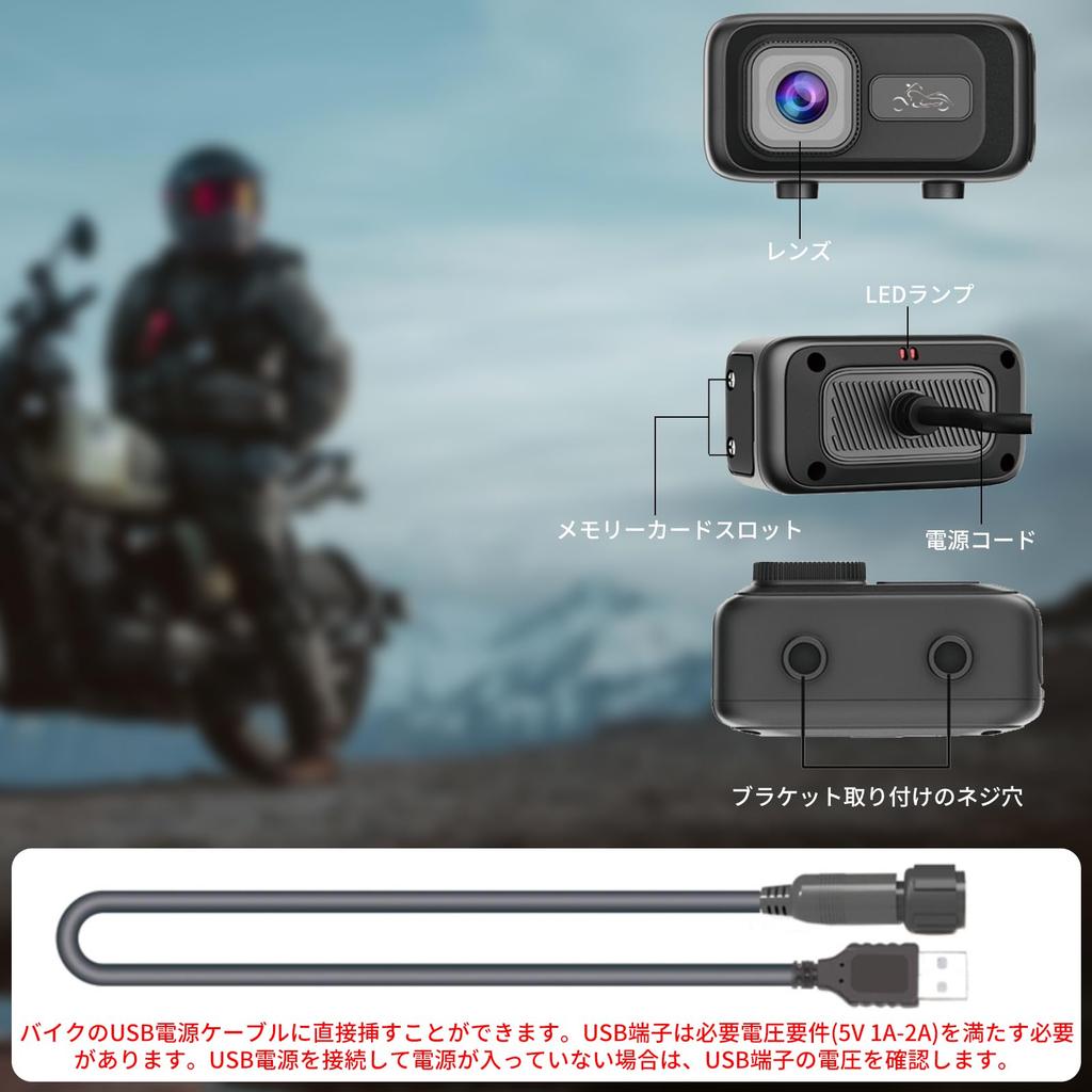 OBEST Motorrad Dashcam, Kleine Motorradkamera, 1080P, Für den vorderen Gebrauch, Glaslinse, G-Sensor, Auto
