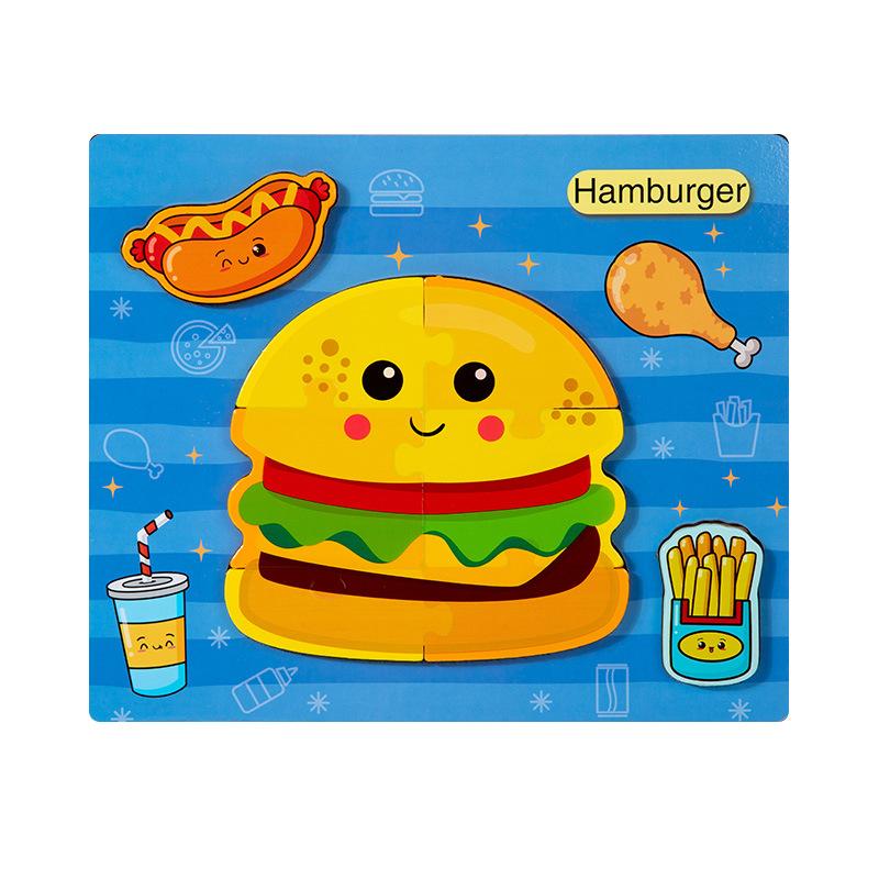 Kognitive 3D dreidimensionale Puzzle-Spielzeuge für Kinder 0-3 Jahre, frühpädagogische Lernpuzzle aus Holz