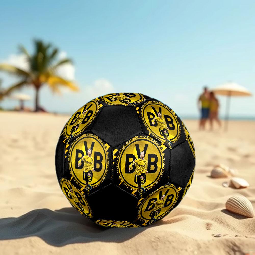 Marco Reus Printed Size 5 Soccer Ball, Machine-Stitched PVC, Durable & High Bounce, All Ages Fit, Fan Merchandise, Matches & Outdoor Use.