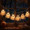 Wiederverwendbare Partyartikel LED-Geister-Lichterkette für Halloween-Dekorationen, Niedliche hängende Gaze-Lampen Dekoration Zuhause mit Warmweißen Lichtern, Innenbereich Schlafzimmer