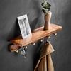 Walnut Bathroom Rack With Hook Wall-mounted Coat Hook Rack Clothes Robe Towel Hanger Hat Bag Hooks Shower Storage Rack Shelf