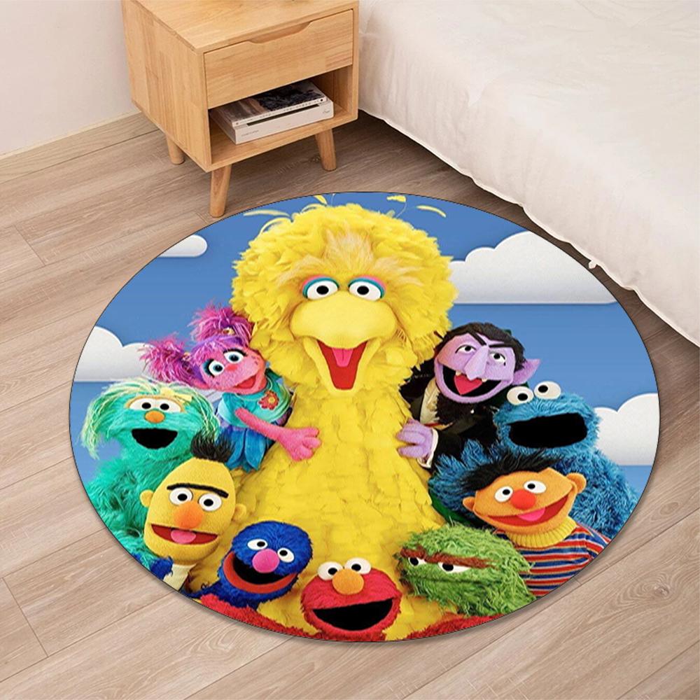 Sesame Street Printed Round Rug Carpet Chair Rug Area Rug Entryway Doormats,for Office Chair Living Room Bedroom Kitchen Room.