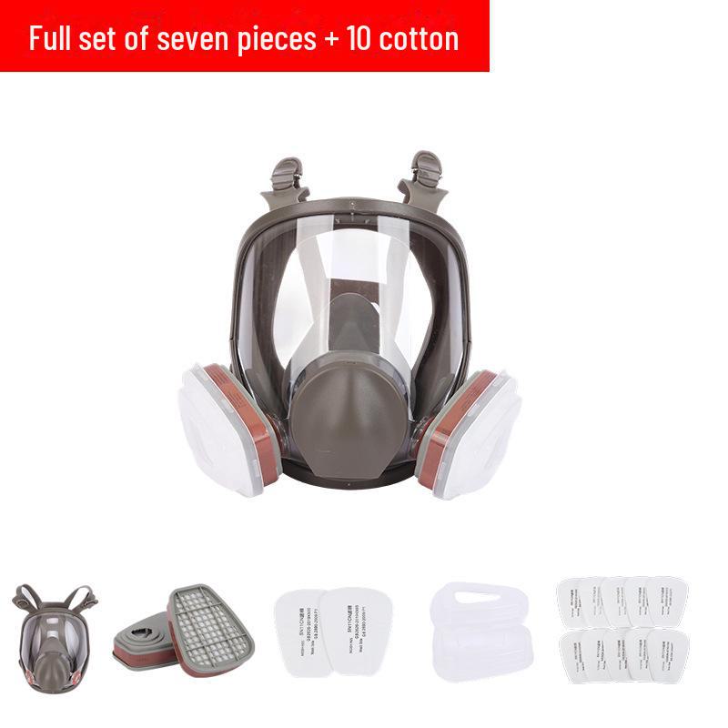 Full Face Silicone Gas Mask for Spray Painting, Chemical Pesticide Protection, Anti-Gas Filter, Wide View.