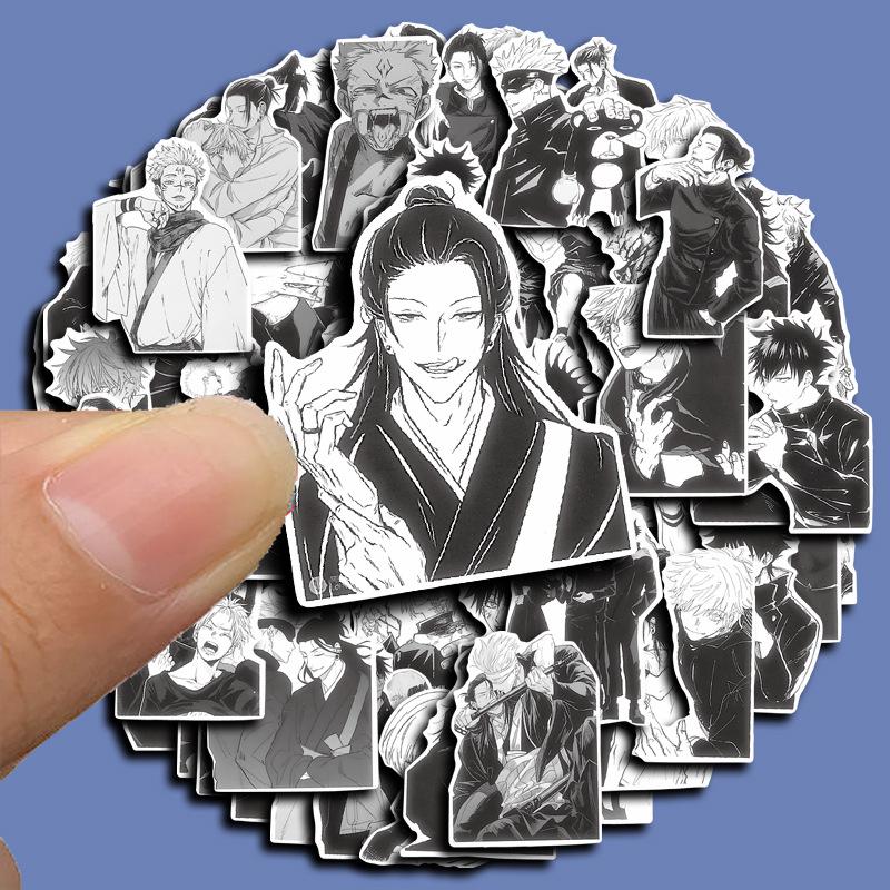 Black & White Anime Characters Jujutsu Kaisen 60 Sheets Journal Stickers & Phone Case