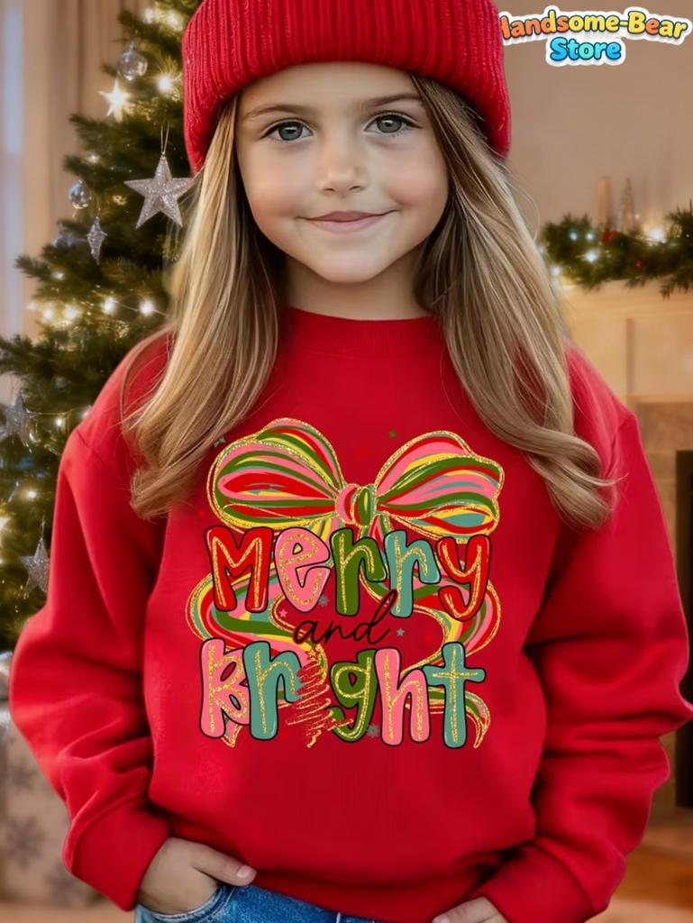 Girl Hoodies Christmas Theme 3D Print Round Neck Sweatshirt for Kids Holiday Casual Top Party Christmas Gift Children's Clothing