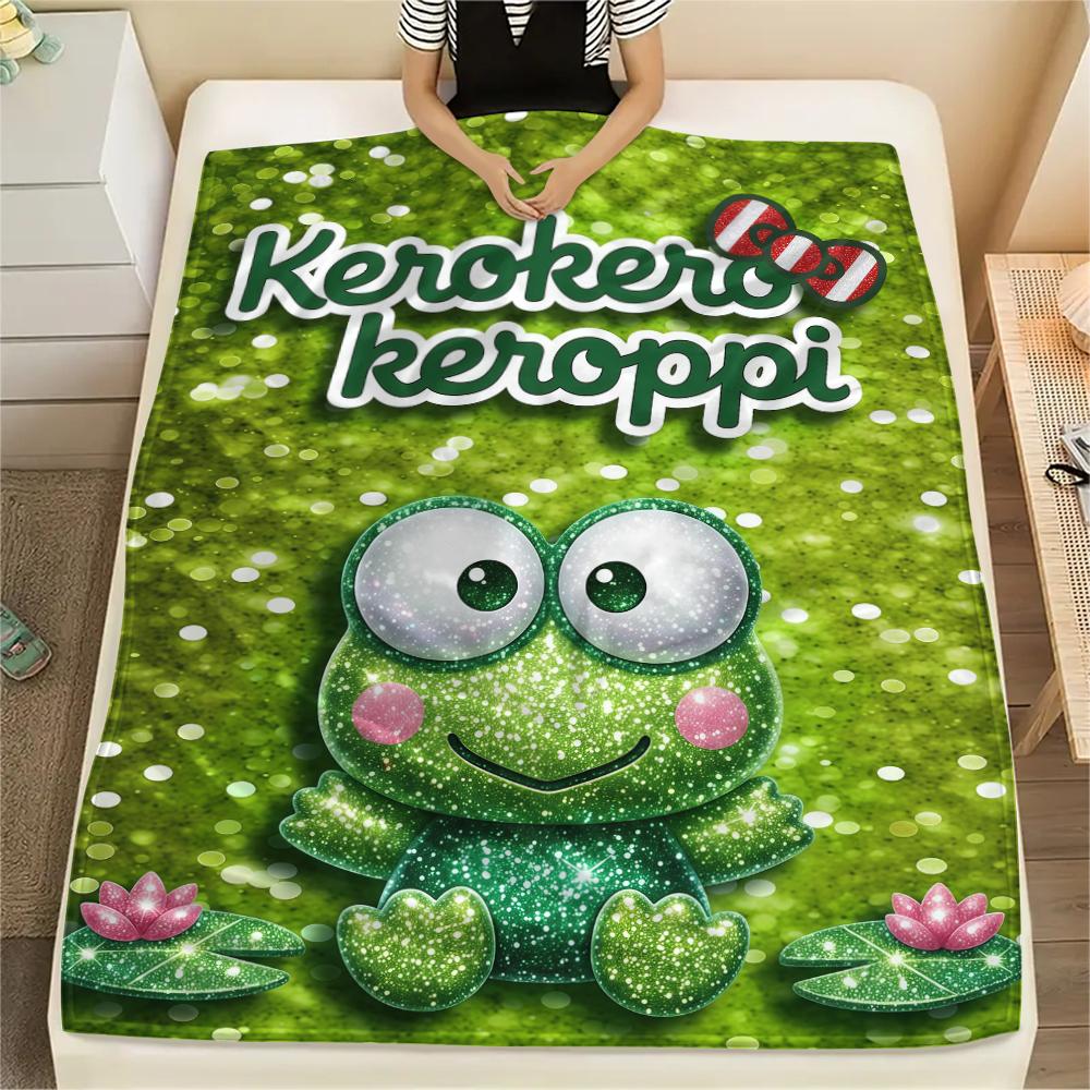 1PC Keroppi  Print Flannel Blanket, High Quality All Seasons, Home Decor, Warmth and Comfort, Perfect for Christmas Gifts