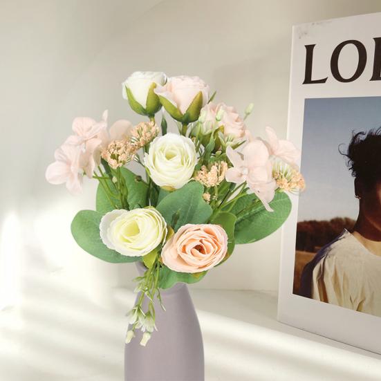 Artificial Peony Exquisite Easy Care Non-withered Fake Flower Floral Arrangement Artificial Rose Flower Simulation Flower Wedding Decor