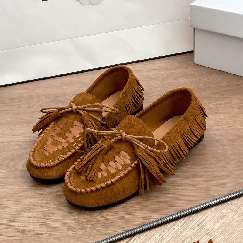 Retro brown flat bottom women's new autumn versatile loafer single shoes