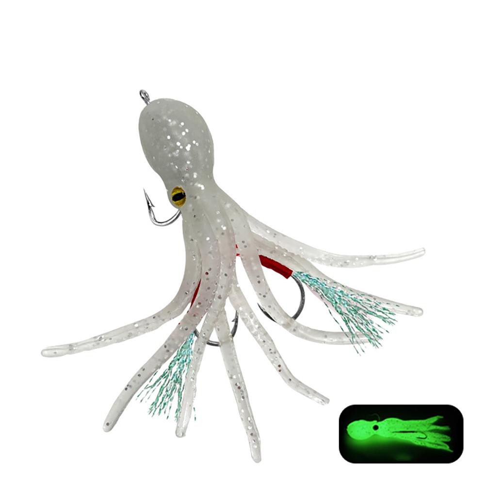 

19г Рыболовная приманка Осьминог - Огруженная свинцом, Реалистичный дизайн кальмара, Острые крючки и Усиленное тело для Высокой привлекательности Морская пресная вода белый