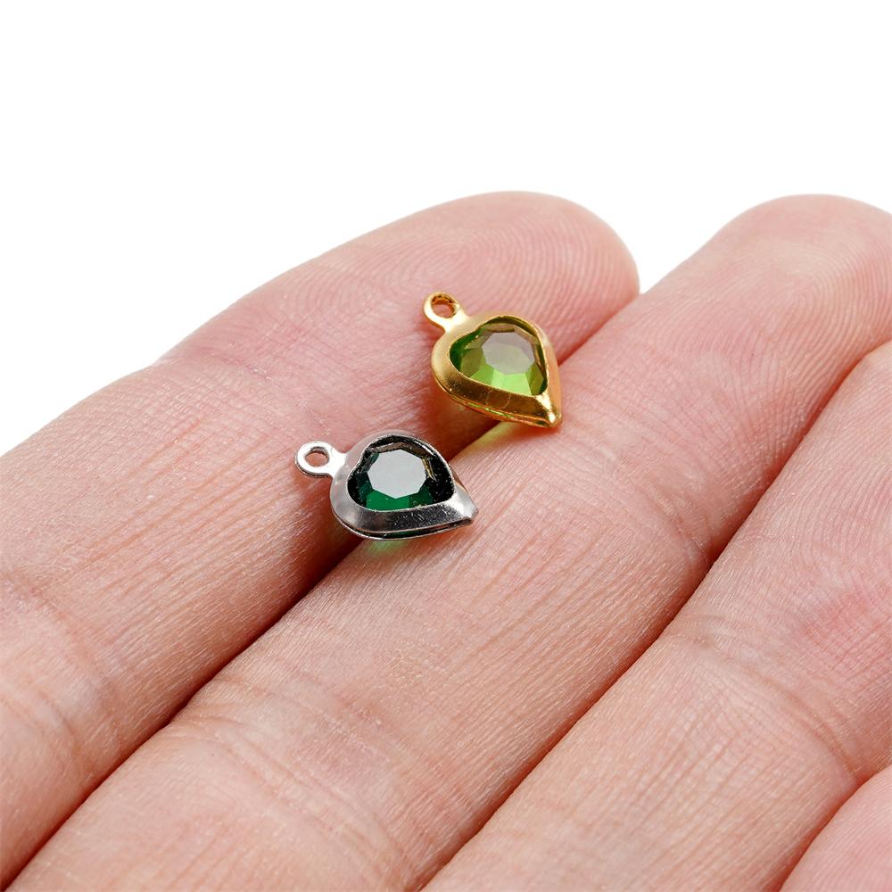 10pcs/lot Stainless Steel Crystal Love Heart Single Ring Pendants for DIY Bracelet Necklace Beads Jewelry Making Accessories