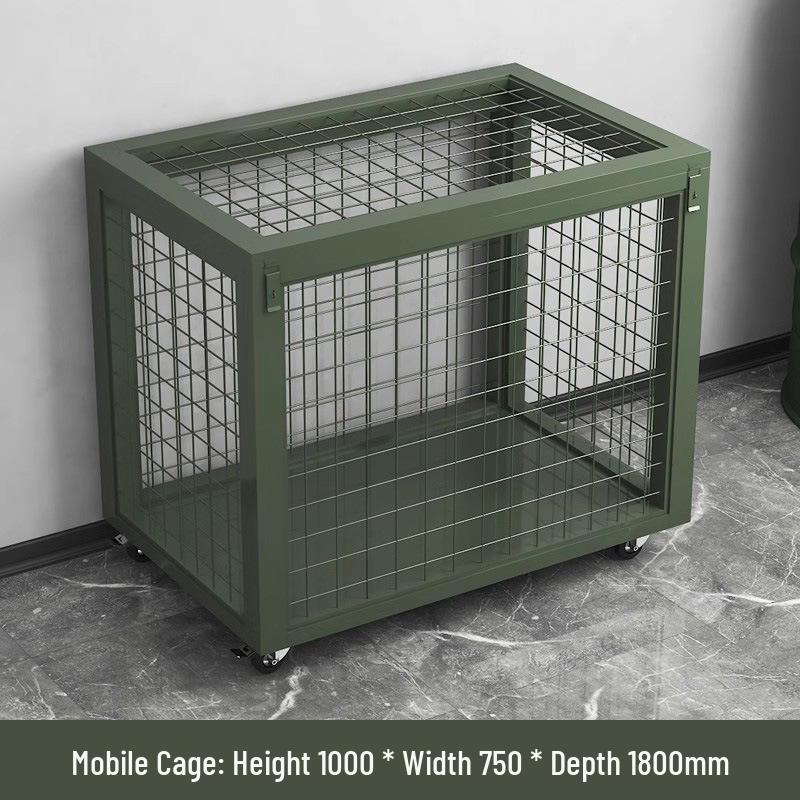 Large Army Green Heavy-Duty Mobile Mesh Storage Cage with Wheels