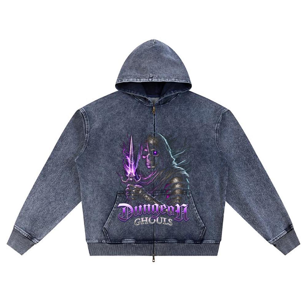 

Худи на молнии из вязаного денима с принтом DTG Dark Knight Brother XL темно-синий