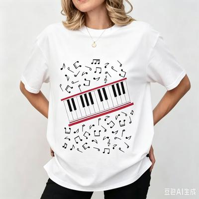 MJ Beat It Piano Keys T-Shirt King of Pop Music Tee Retro 90s Style Shirts Unisex Short Sleeves Casual Tops Fan Gifts Tops