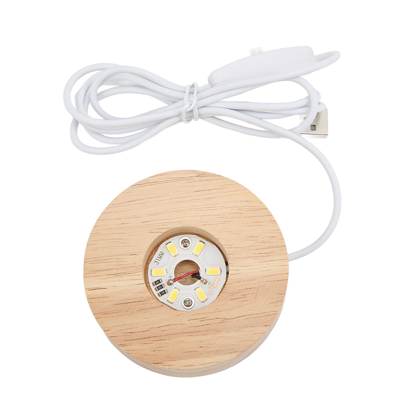 

Светодиодная подсветка USB-интерфейс Материал из дуба, круглый, толщина 2 см0,8 дюйма, светящийся декоративный дисплей