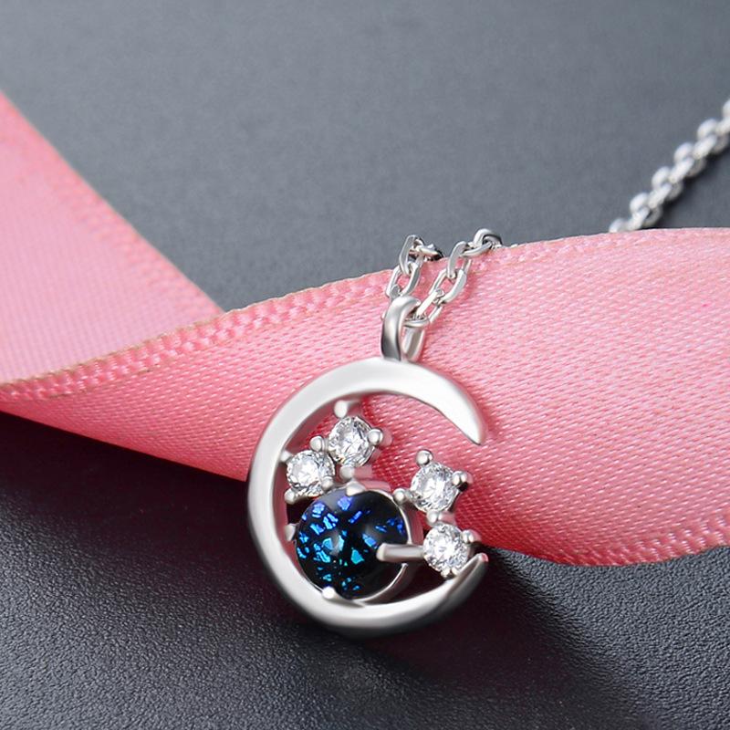 Lindon 925 Sterling Silver Classic Women Necklace Pendant Zircon Fashion Gift