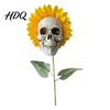 Skull with Sunflower Decor Ornament Halloween Theme Garden Decor Potted Skeleton Flower