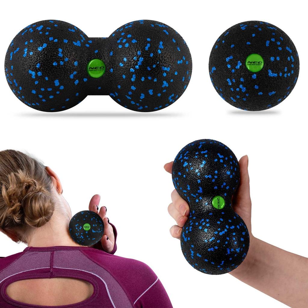 Ball + double massage ball - set - NS-997 black and blue