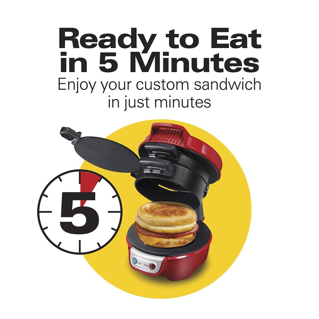 5-Minute Breakfast Sandwich Maker with Egg Cooker Ring – Non-Stick, Easy Clean for Burgers, Omelettes & More