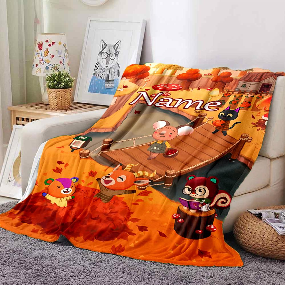 Customiz Name Personality Animal Crossing (2) Blanket Soft &Warm Sofa Office Bed Travel Lunch Break Blanket, Gift Suitable for All Seasons