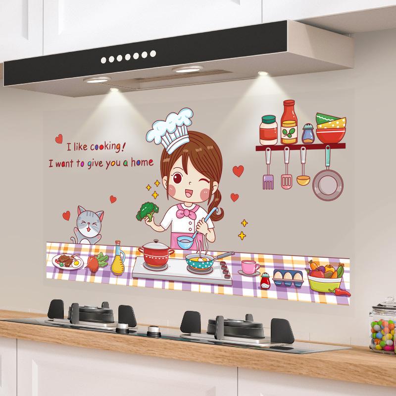 Self-adhesive anti-greased stickers for household stove tile wall stickers for kitchen wallpaper anti-greased paper fume stickers ZY-8004