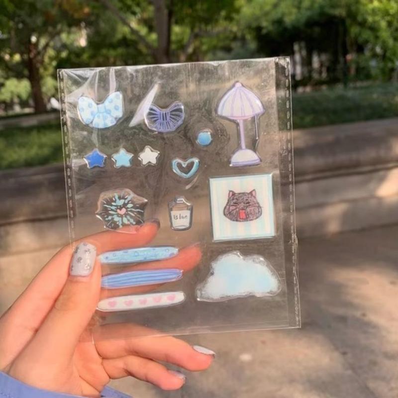 

Cute Cartoon Transparent Ice Cube Jelly Goldfish Stickers 3D Animal Scrapbooking Journaling Diy Crafts Water Bottle Decor A2