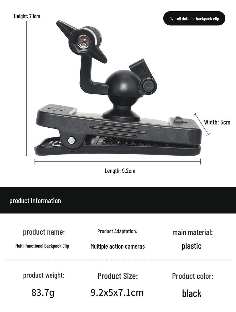 Magnetic Backpack Clip for DJI Action5/6 & Insta360 Cameras