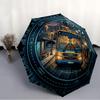 Urban Transit Circle pattern umbrella, portable and foldable design, 8 ribs, a casual accessory for Halloween, Christmas, and birthday gifts.