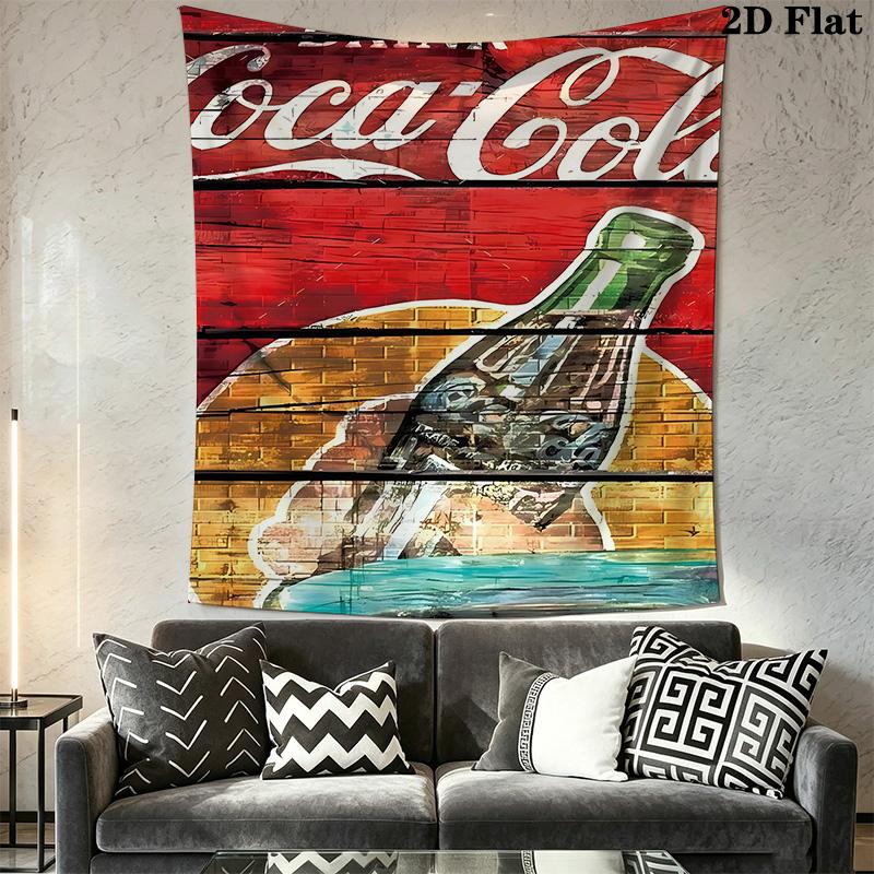Retro Cocacola Wall Tapestry Tapestry Wallmounted Background Cloth Homestay Soft Decoration Tapestry Home Decor Background Wall Hanging Cloth