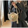 Niche Design Woven Straw Bag Women's 2025 New Ins Fashion One Shoulder Oblique Span Bag Seaside Vacation Beach Bag