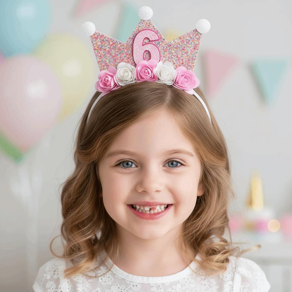 Kids' 2-6Y Flower Crown Hairband Sparkle Girl's Headbands Cute Princess Hair Band Hair Accessory